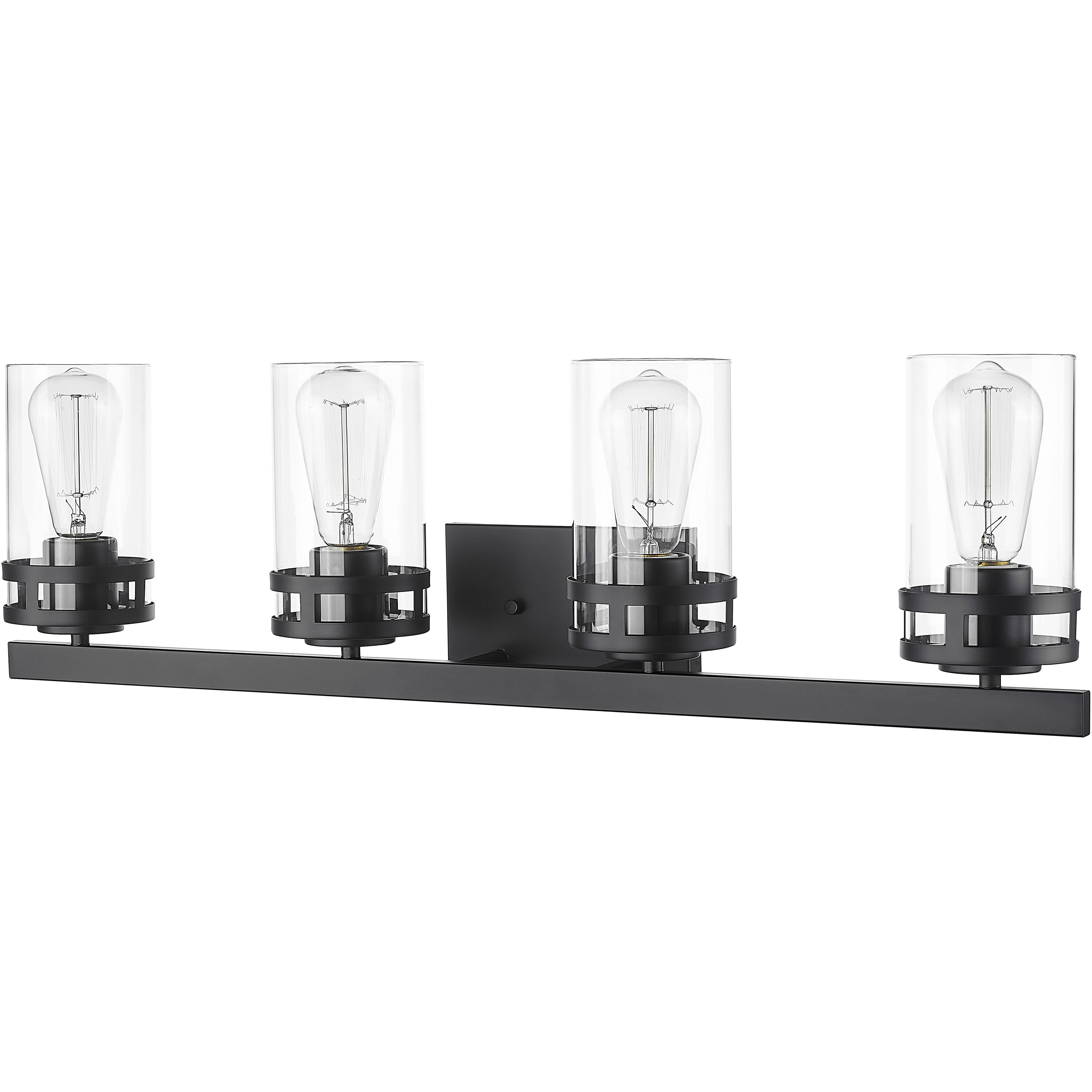 Lunden 4 Light 30.25 inch Matte Black Bathroom Vanity Light Wall Light